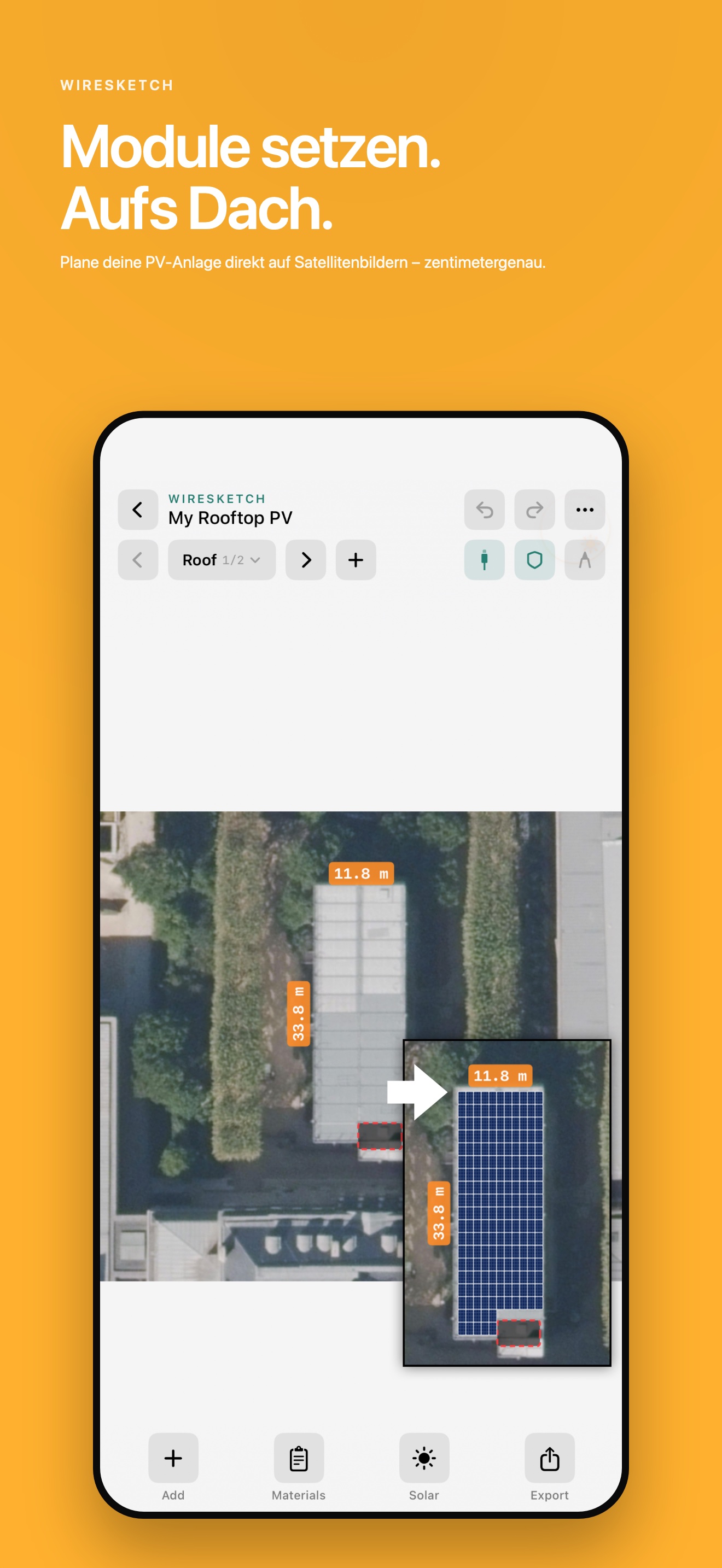 Solarmodul-Planung auf Satellitenbildern